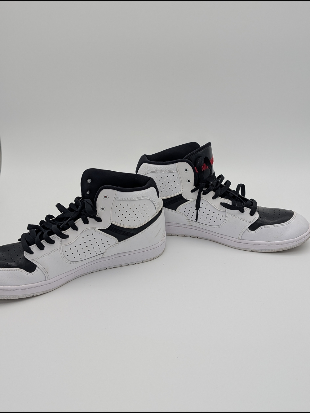 Air Jordan Style High-Top Men's Sneakers - White Black Red - Picture 4 of 5